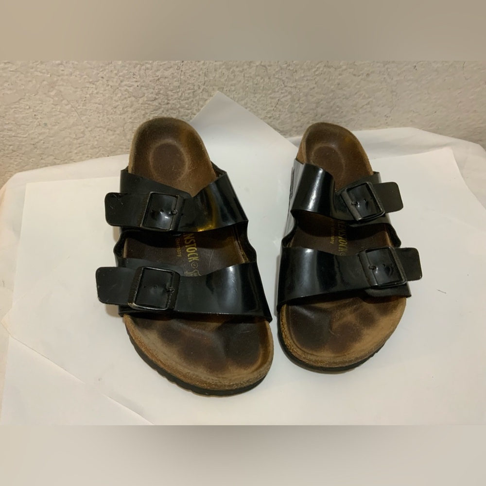 Birkenstock Arizona Unisex EUR 41 US M8 L10 Black Patent SLIP-ON SANDALS